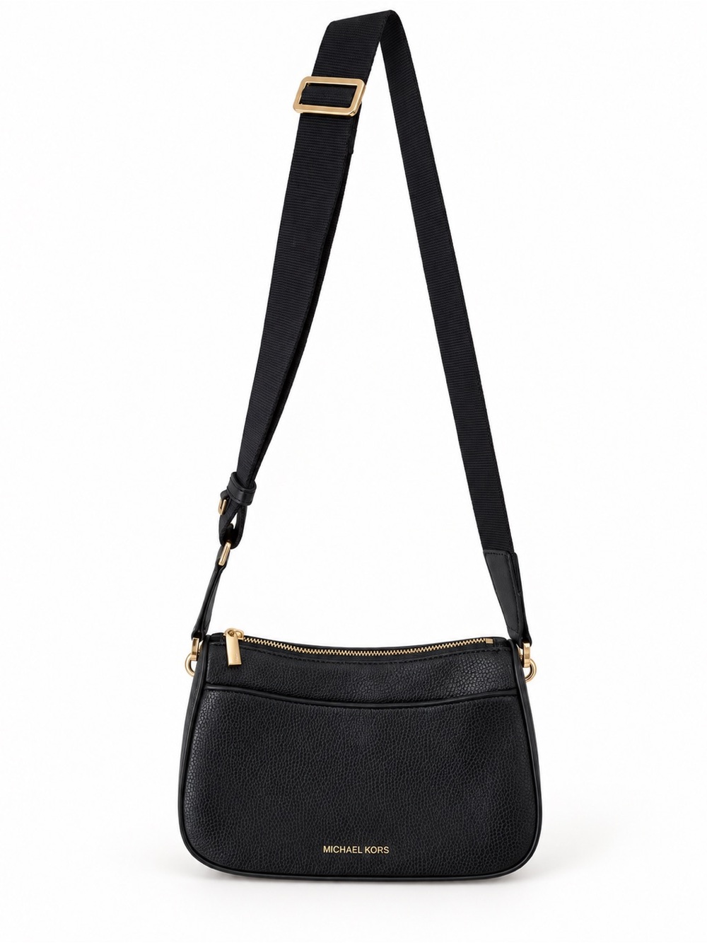 Michael Kors Black Pebbled Leather Crossbody with Gold Hardware